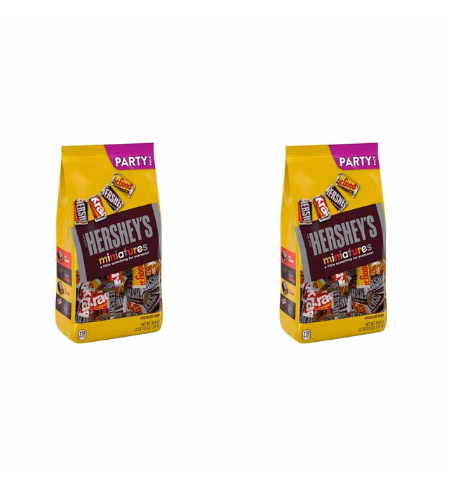 HERSHEY'S Miniatures Assorted Chocolate Candy, Holiday, 35.9 oz Bulk Party Bag (Pack of 2)