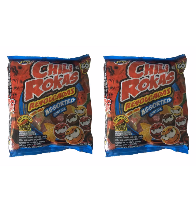 Chili Rokas Revolcadas Assorted Flavored Candy, 60 Count Bag (Pack of 2)
