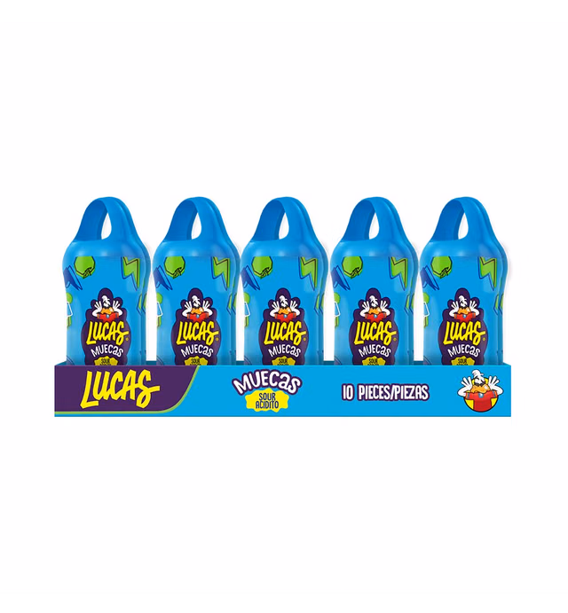 Lucas Muecas Lollipop Sour Green Apple Flavor Candy, 0.84oz - 10 Pieces Pack for Treats, Snack, Parties, Piñatas, 0.96 Ounce (Pack of 10)