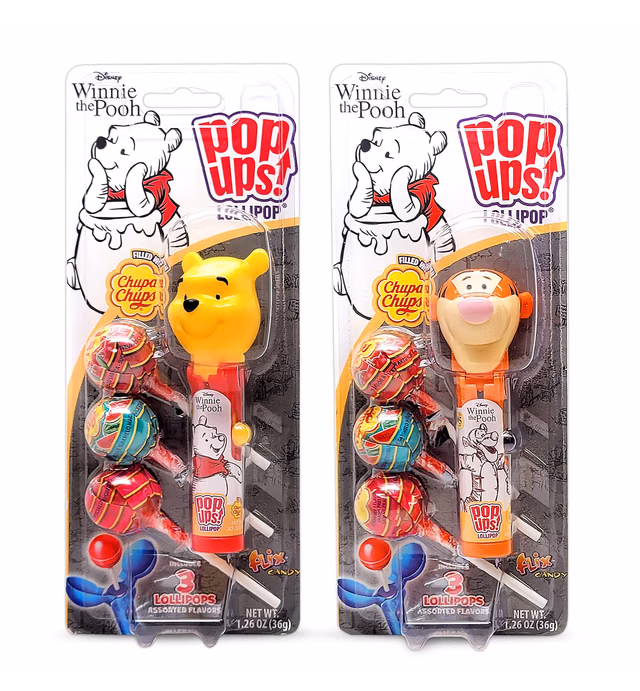 Pop Ups! Winnie the Pooh Lollipop Holder 2 Pack | Collectable Pooh and Tigger Lollipop Cases | Winnie the Pooh Party Favors for Halloween, Goodie Bags, Piñata Candy, Game Prizes | Tigger and Pooh | Lollipops Included