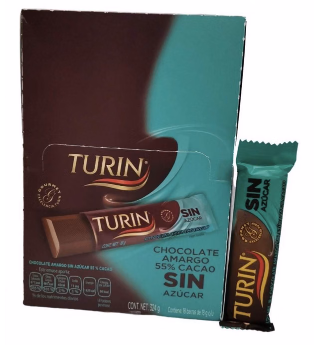 Turin Zero Sugar Chocolate Bars (18 pcs)