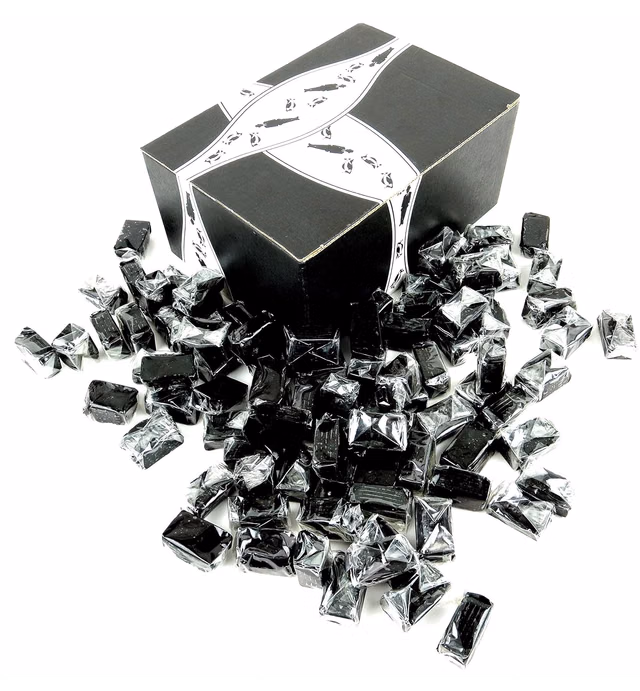 Gustaf's Licorice Caramels, 2 lb Bag in a BlackTie Box