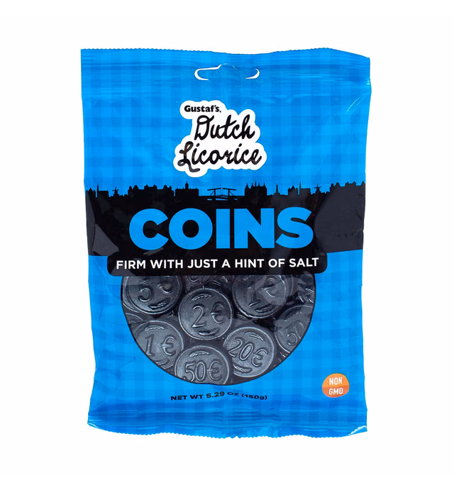 Gustaf's Dutch Licorice Coins, 5.2-Ounce Bags (Pack of 12)