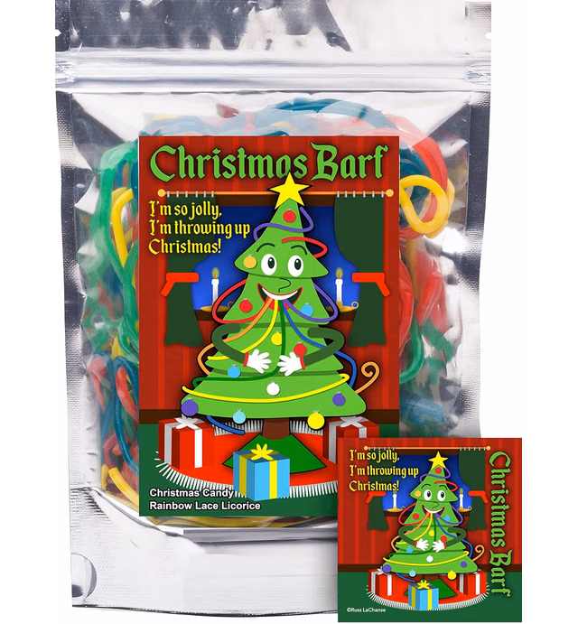 Christmas Barf Rainbow Lace Licorice Funny Unique Christmas Tree Stocking Stuffer Gag Birthday Girl, Boy and Teens Candy Gift