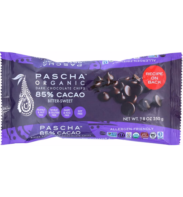 Pascha Chocolate Baking Chip, 85% Caca, 8.8 oz