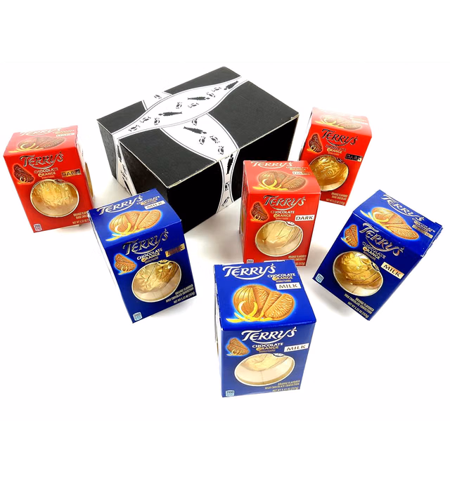Terry's Chocolate Oranges 2-Flavor Variety: Three 5.53 oz Packages Each of Dark and Milk in a BlackTie Box (6 Items Total)