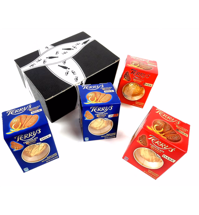 Terry's Chocolate Oranges 2-Flavor Variety: Two 5.53 oz Packages Each of Dark and Milk in a BlackTie Box (4 Items Total)