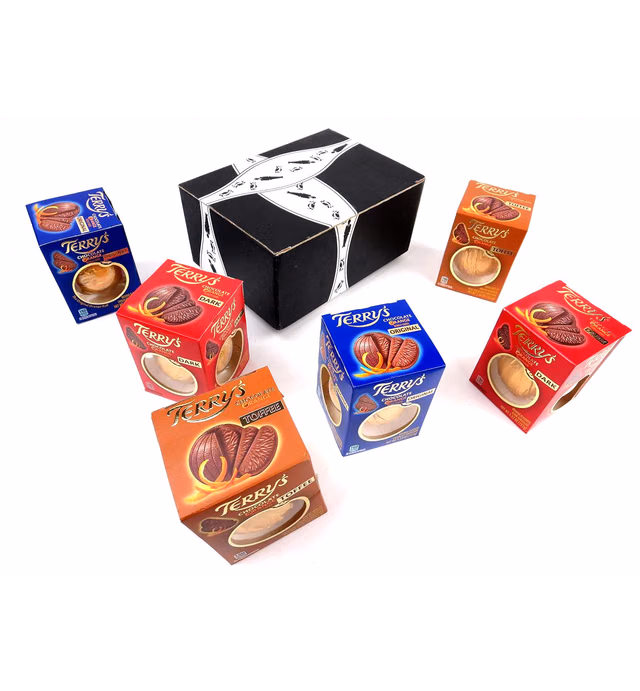 Terry's Chocolate Oranges 3-Flavor Variety: Two 5.53 oz Packages Each of Dark, Toffee, and Milk in a BlackTie Box (6 Items Total)
