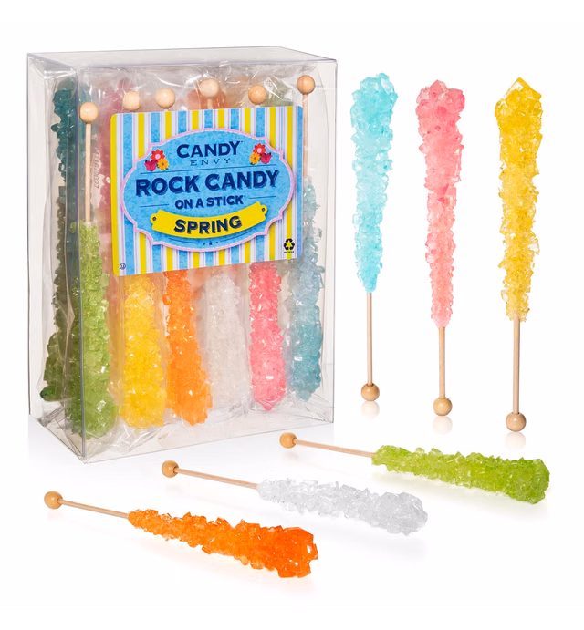 Spring Rock Candy Crystal Sticks - Spring Colors - 18 Indiv. Wrapped