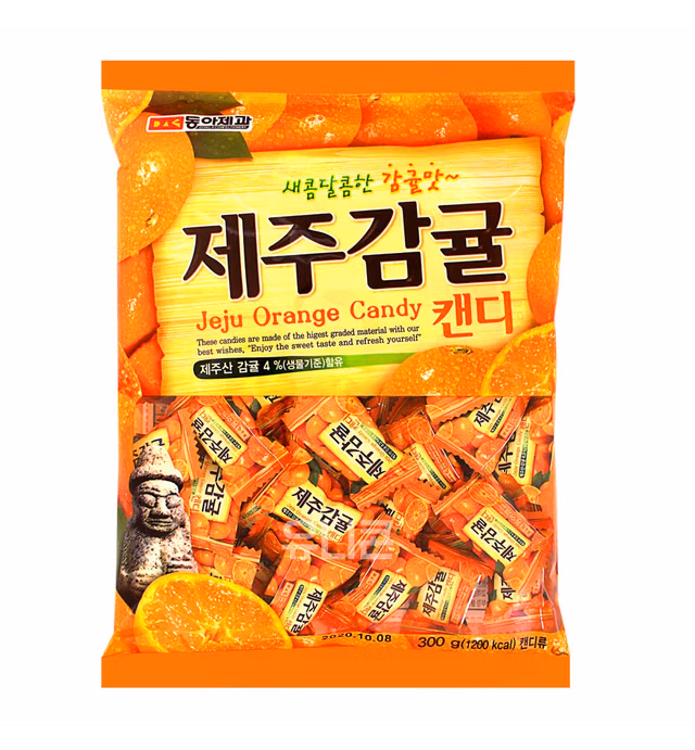 Korean Assorted Popular Fruit Flavored Candy Pieces (Jeju Orange)
