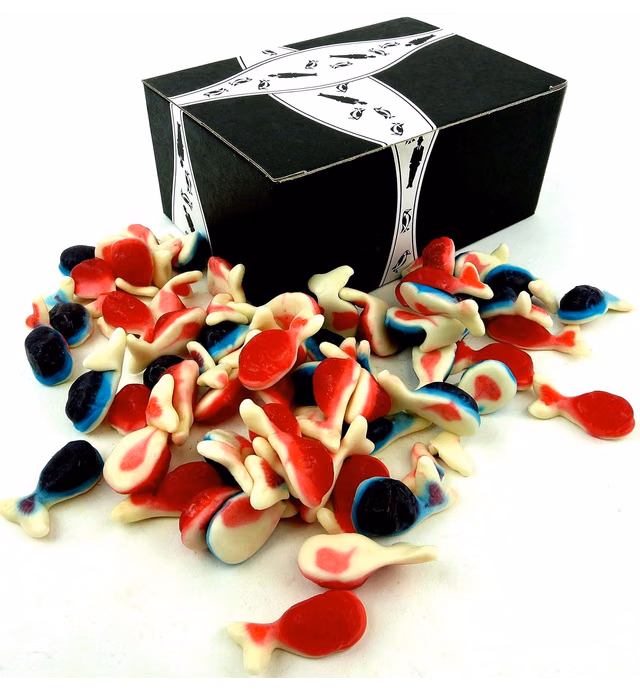 Cuckoo Luckoo Jelly Filled Gummy Whales, 2.2 lb Bag in a BlackTie Box