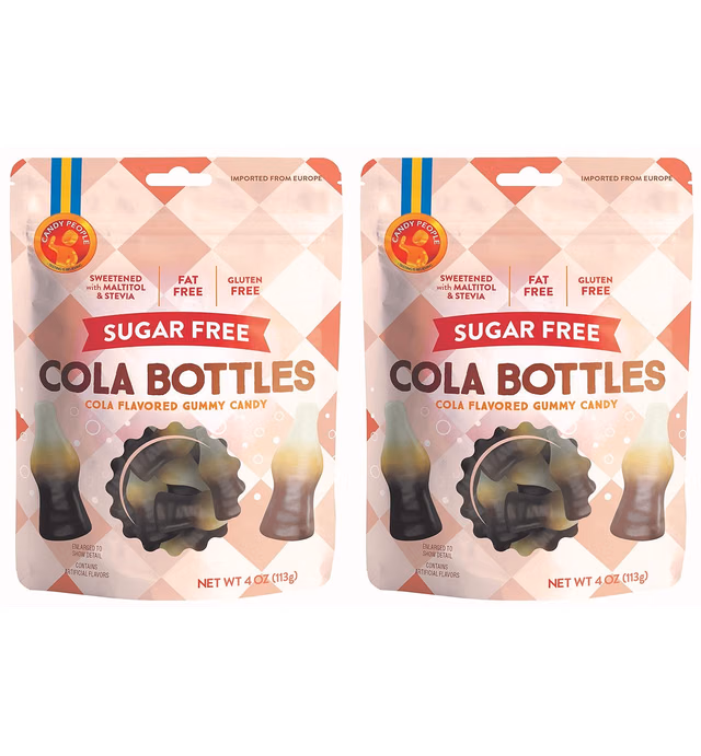 Candy People Swedish Candy Sugar-Free Cola Gummy Candy 4 Ounce – Fat Free and Gluten Free Cola Candy Sweetened with Stevia (Pack of 2)