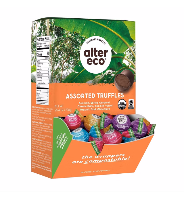 Alter Eco | Dark Chocolate Truffles | Pure Dark Cocoa, Fair Trade, Organic, Non-GMO, Gluten Free | 60 Truffles (Medley)