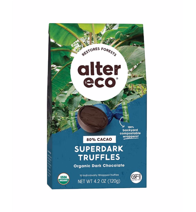 Alter Eco | SuperDark Chocolate Truffles | Pure Dark Cocoa, Fair Trade, Organic, Non-GMO, Gluten Free | 80 Truffles