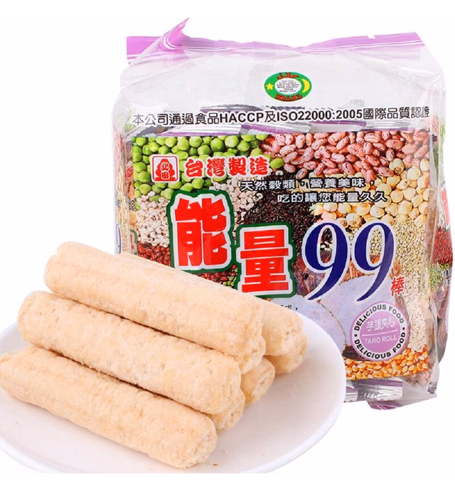 Rice Roll - Taro Flavor - 3 x 6.35 oz / 3 x 18 rolls - Delicious vegetarian food - Original from Taiwan