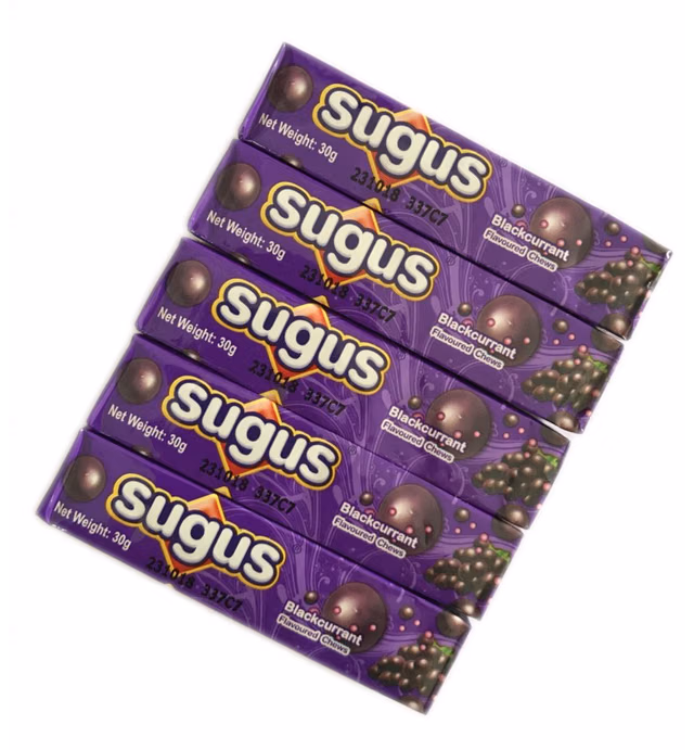 Sugus Wrigley's Sweet Chewy Candy Black Currant Flavour 5 Packs (30 g. x 5 packs)