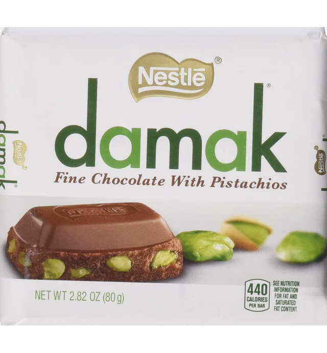 Nestle Damak Milk Chocolate with Pistachio 3 80g Bar Pack - Halal - Made in Turkey