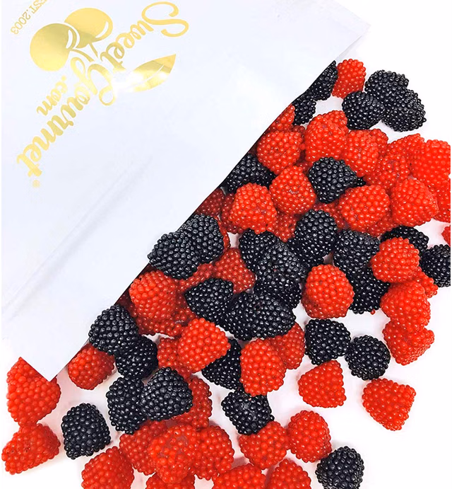 SweetGourmet Black and Red Raspberry Gummi | Agar-Agar | Berry Gummy Candy Bulk | 3 pounds