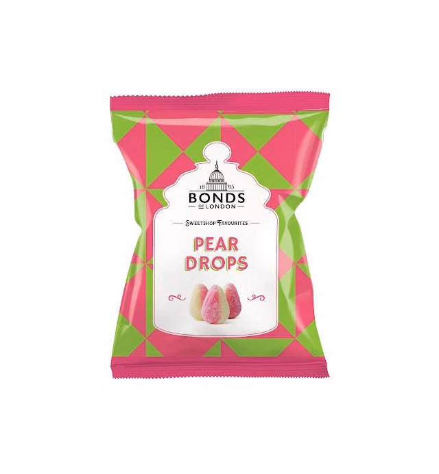 Original Bonds London Pear Drops Bag Sugar Coated Pear Flavored Boiled Sweets A Classic Sweetshop Favorite Imported From The UK England The Best Of British Candy Bannana And Pear Flavour