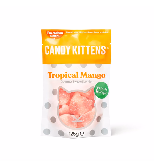 CANDY KITTENS New Flavor Vegan Gummy Candy 4.4oz (Tropical Mango, 2 Pack)