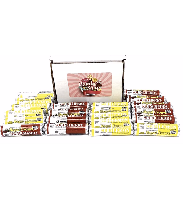 Regal Crown Candy Rolls Variety Pack of 2 Flavors (Sour Cherry & Sour Lemon) (8 of each, Total of 16)