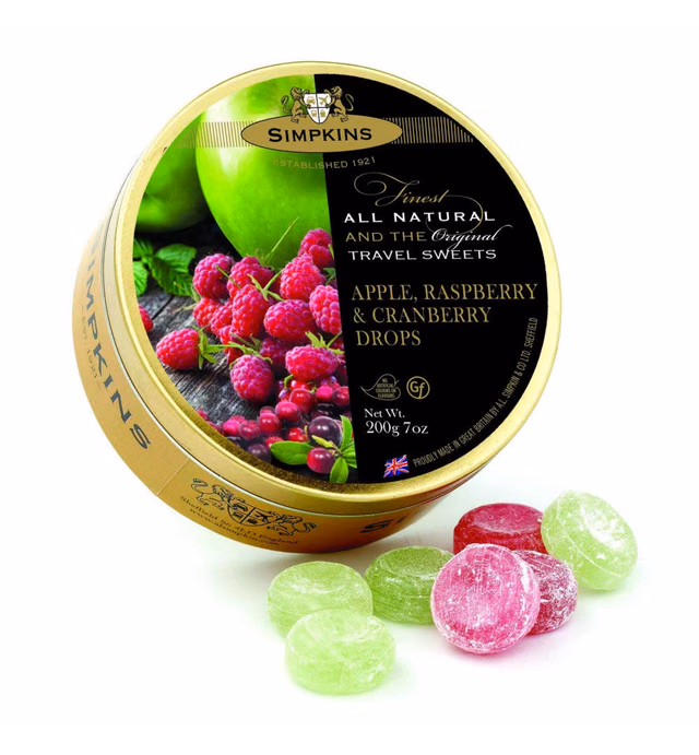 Simpkins Apple, Raspberry & Cranberry Travel Sweets, 1er Pack (1 x 200 g)