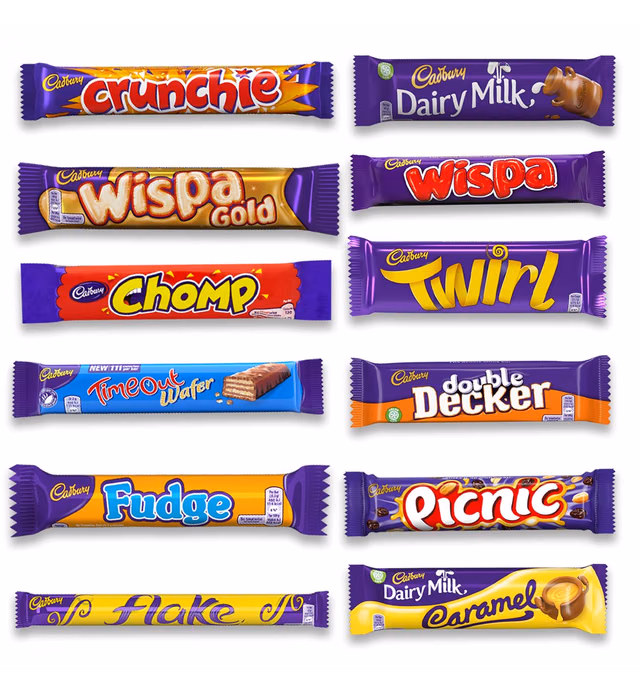Cadbury Chocolate and Candy Assortment Box. Gift Selection Bumper Pack 12 Full-size Bars Of The Creamiest And Milkiest Tasting Chocolate