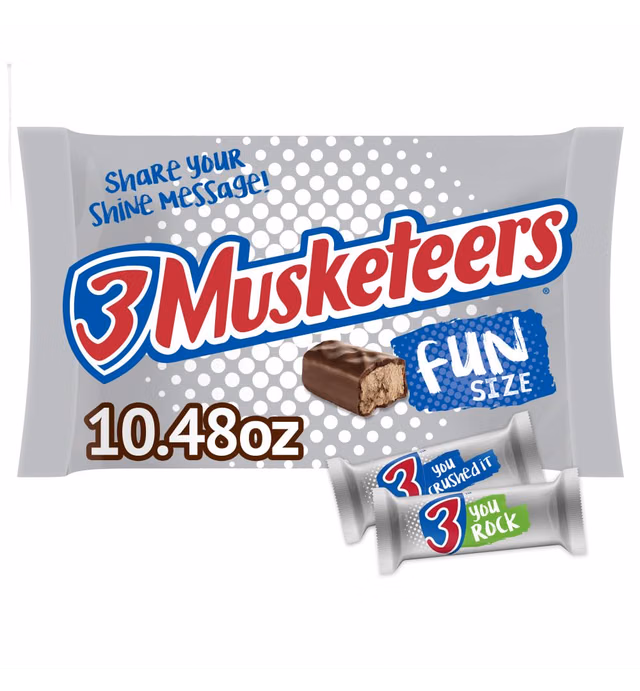 3 MUSKETEERS Fun Size Milk Chocolate Halloween Candy Bars, 10.48 oz Bag