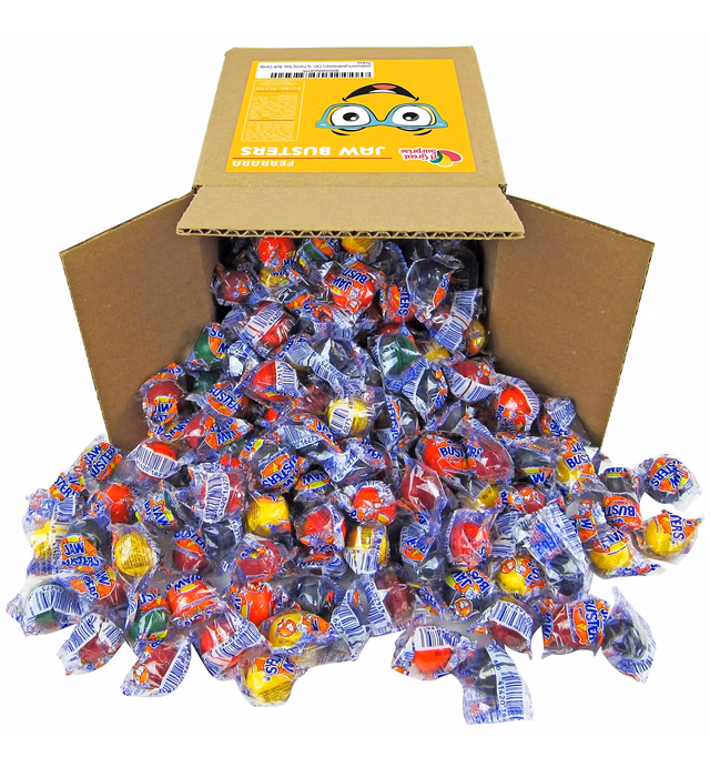 Jawbusters Jawbreakers Candy Bulk - 3.2 Pounds - Assorted Fruit Flavors - Jaw Busters Jaw Breakers Individually Wrapped - Medium Size, Party Family Size, Bulk Candy