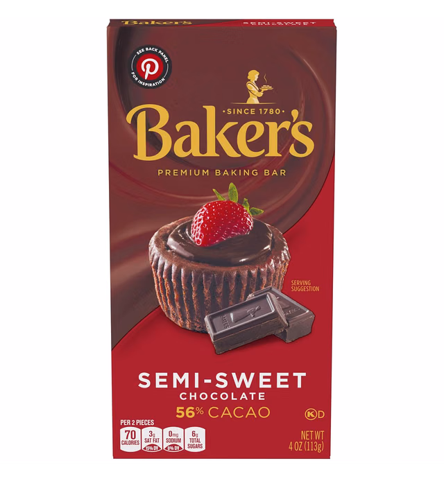 Baker's, Premium Semi Sweet Chocolate Baking Bar, 4 oz