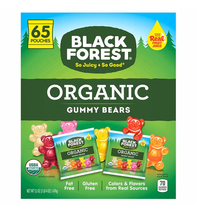 Black Forest Organic Candy, Gummy Bears, 65 Count, 0.8 Oz