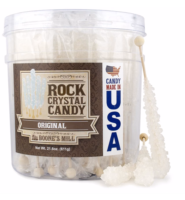 Boone's Mill | Rock Crystal Candy Sticks | Clear/White Original | 36 Sticks
