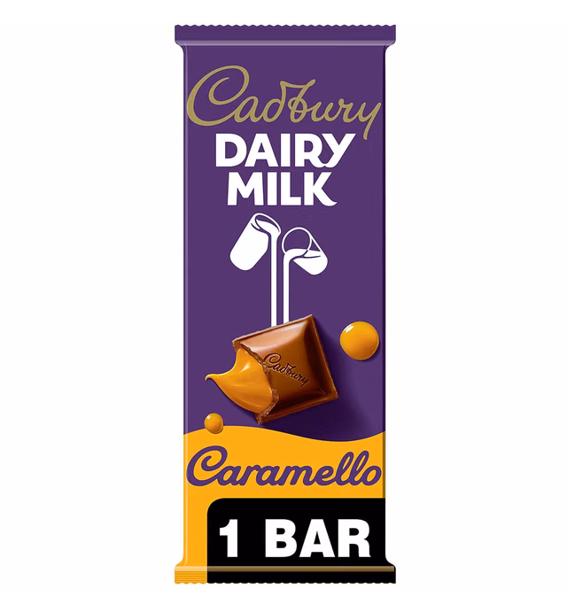CADBURY DAIRY MILK CARAMELLO Milk Chocolate and Creamy Caramel Candy Bar, 4 oz
