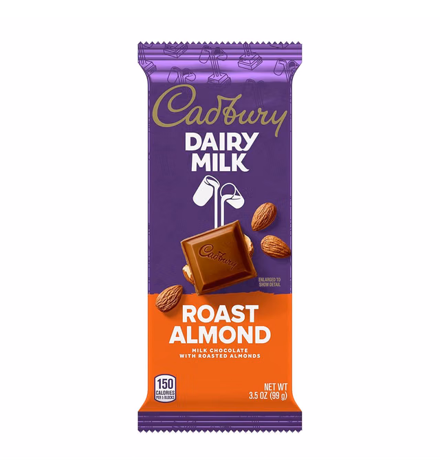 CADBURY DAIRY MILK Roast Almond Milk Chocolate with Roasted Almonds Candy, 3.5 oz Bar