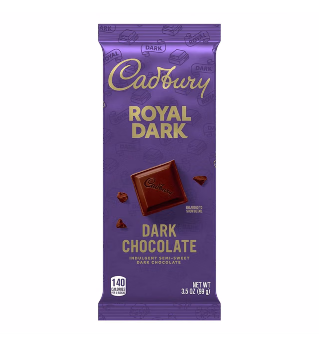 CADBURY ROYAL DARK Indulgent Semi Sweet Dark Chocolate Candy, 3.5 oz Bar