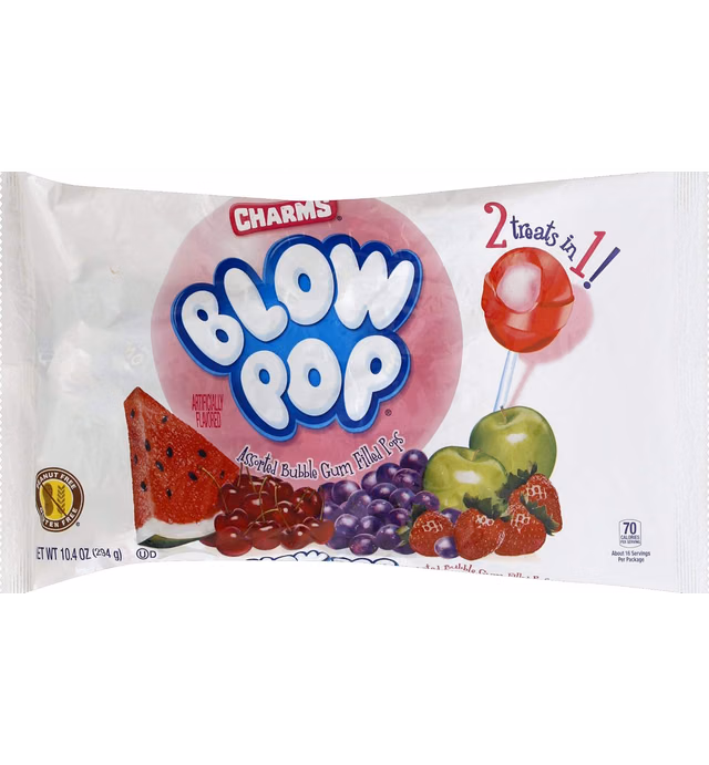 Blow Pop Lollipops - Dual Candy and Gum Suckers - Bulk Treat for Kids and Adults - Assorted Flavors, 16 Count