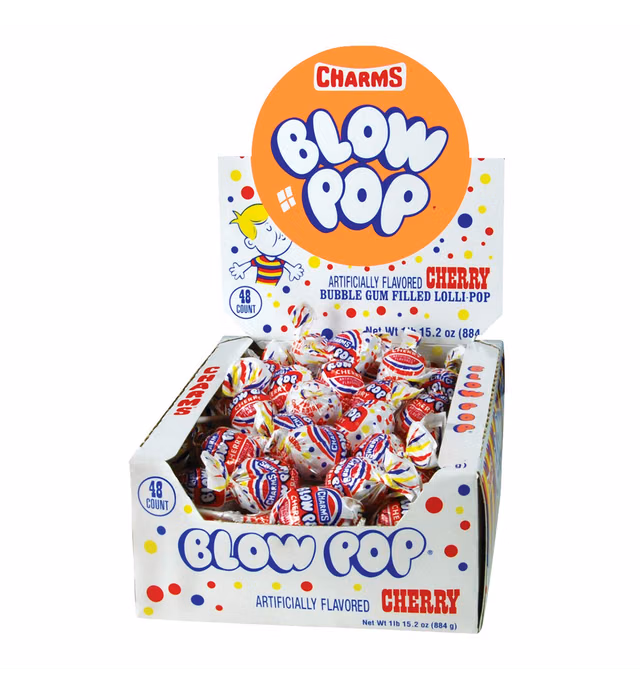 Charms Blow Pops, Flavor, Cherry, 48 Count (Pack of 1)