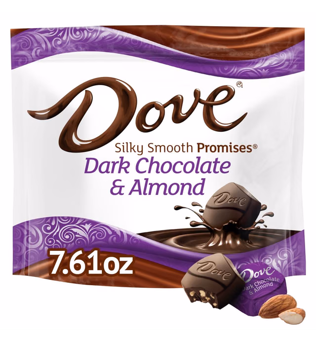 DOVE PROMISES Dark Chocolate & Almond Mother's Day Chocolate Candy, Individually Wrapped, 7.61 oz Bag