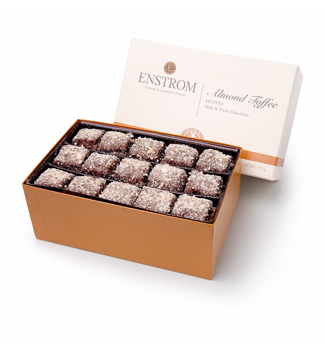 Enstrom Combo Almond Toffee Petites 30oz box | Bite-size | Gluten Free | Kosher Dairy | All Natural