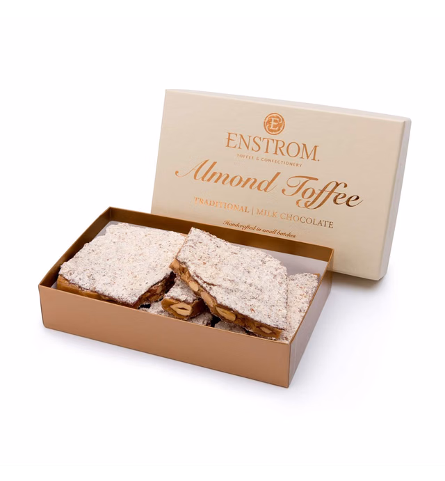 Enstrom Milk Chocolate Almond Toffee 1lb box | Handcrafted | Gluten Free | Kosher Dairy | All Natural