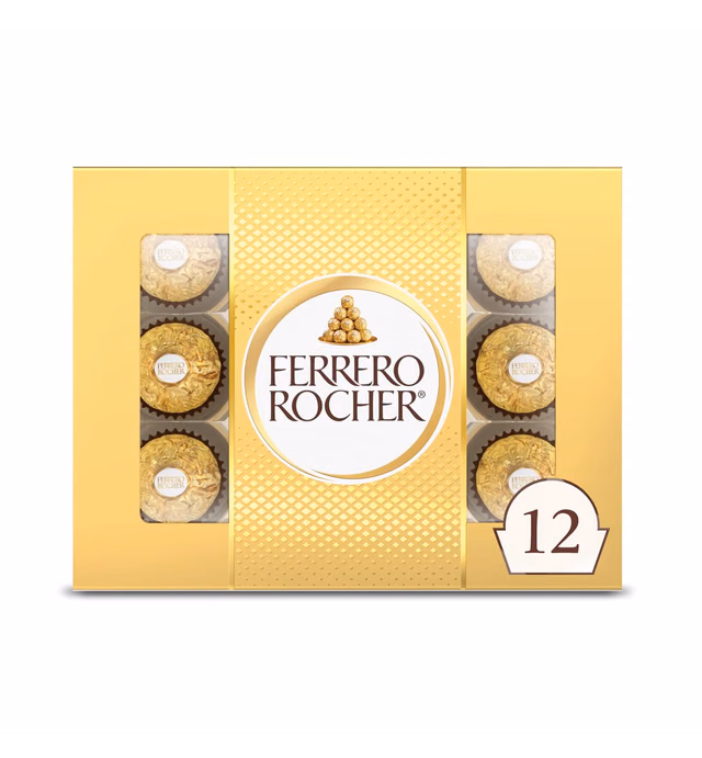12 Count, Ferrero Rocher Premium Gourmet Milk Chocolate Hazelnut, Individually Wrapped Candy for Gifting, Great Holiday Gift Box, 5.3 oz