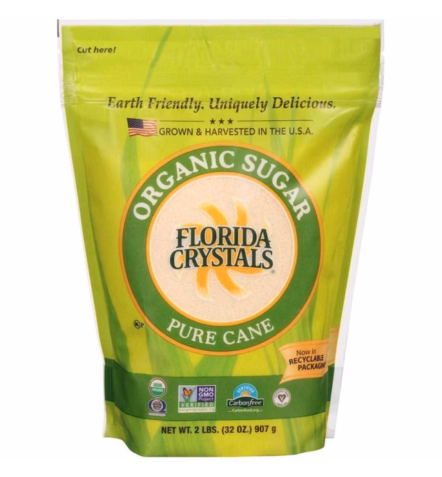 Florida Crystals Natural Sugar, Cane, 2-Pound Bag (Pack of 6)