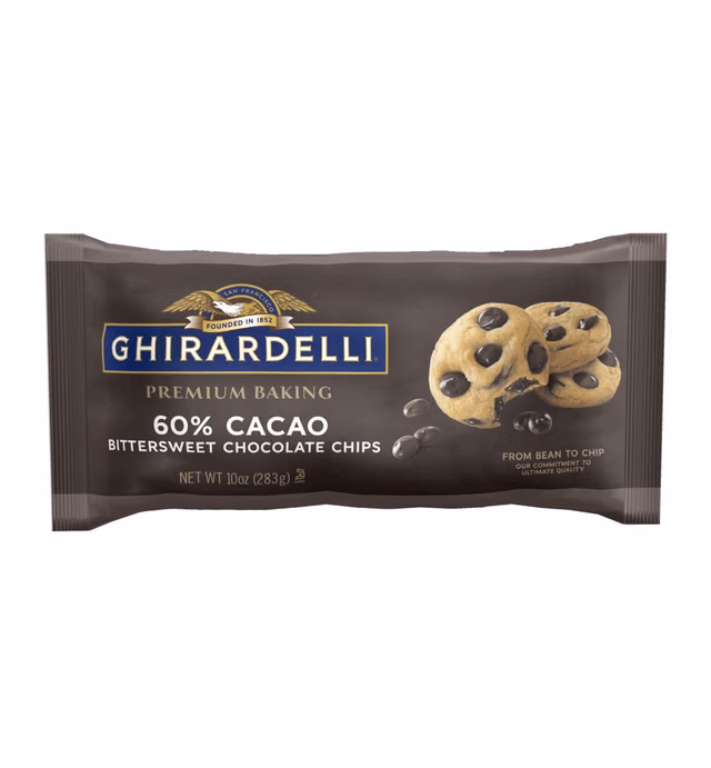 Ghirardelli Baking Chips, 60% Bittersweet, Chocolate 10 Ounce