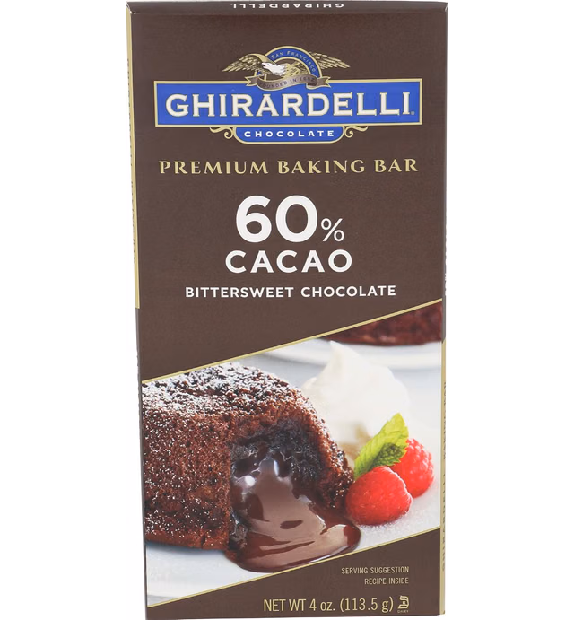 GHIRARDELLI Premium 60% Cacao Bittersweet Chocolate Baking Bar, 4 OZ Bar