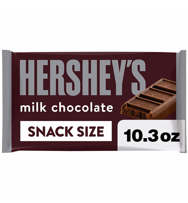HERSHEY'S Milk Chocolate Snack Size, Individually Wrapped Candy Bars Bag, 10.35 oz