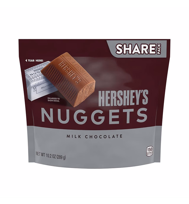 HERSHEY'S NUGGETS Milk Chocolate Silver Foil, Individually Wrapped, Gluten Free Candy Share Pack, 10.2 oz