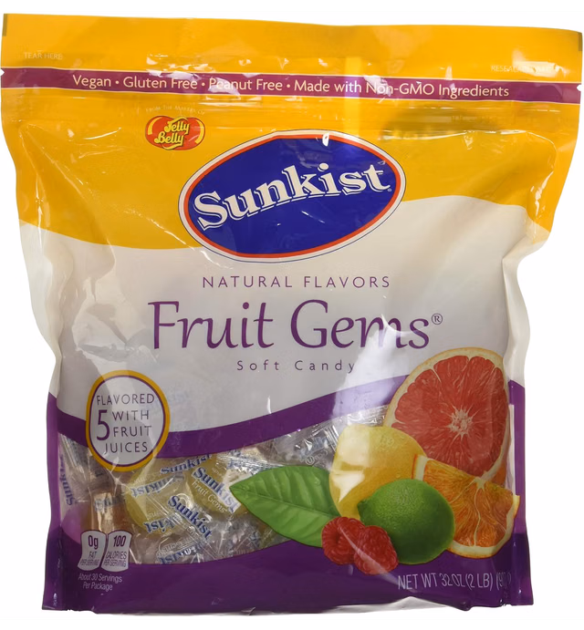 Sunkist Fruit Gems Soft Candy, Assorted Natural Flavors, 2-lb
