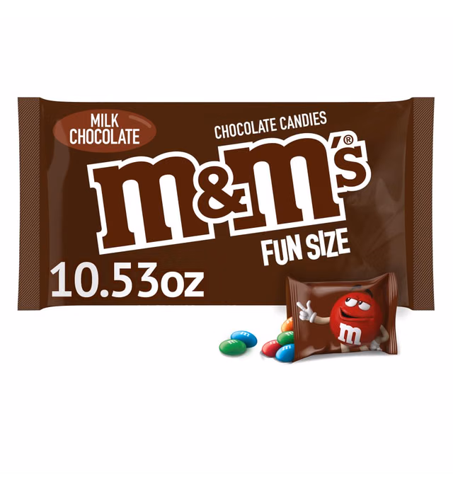 M&M'S Milk Chocolate Candy Fun Size 10.53-Ounce Bag
