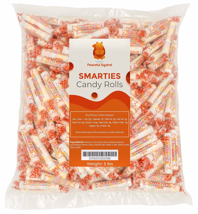 Smarties, Classic Candy Bulk Rolls, Original, Gluten-Free, Vegan - 5 Pounds