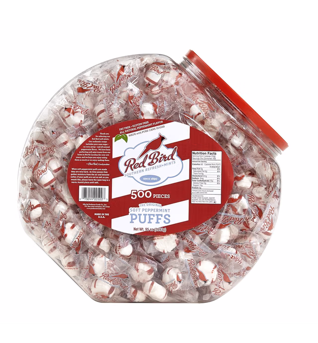 Red Bird 500 Count Peppermint Puffs Candy Tub (95 oz.)
